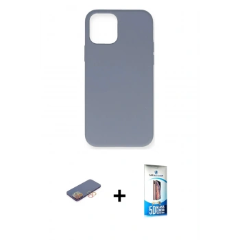 MARSİLYAN™- iPhone 12 Pro Max Kılıf Ahenk Serisi - Siyah 5D Eko Cam Ekran Koruyucu + Renkli Kamera Lens Koruma Cam - TU