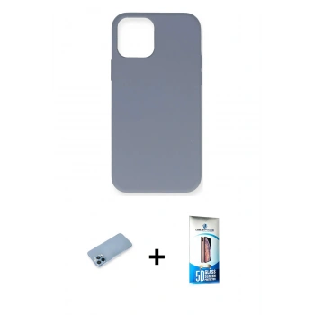 MARSİLYAN™- iPhone 12 Pro Max Kılıf Ahenk Serisi - Siyah 5D Eko Cam Ekran Koruyucu + Shine Kamera Lens Koruma Cam - MI