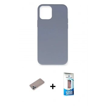 MARSİLYAN™- iPhone 12 Pro Max Kılıf Ahenk Serisi - Siyah 5D Eko Cam Ekran Koruyucu + Shine Kamera Lens Koruma Cam - SABE