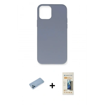 MARSİLYAN™- iPhone 12 Pro Max Kılıf Ahenk Serisi - Siyah 6D Mat Seramik Hayalet Nano Ekran Koruyucu + Shine Kamera Lens Koruma Cam - MI