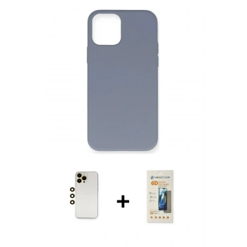 MARSİLYAN™- iPhone 12 Pro Max Kılıf Ahenk Serisi - Siyah 6D Mat Seramik Hayalet Nano Ekran Koruyucu + Shine Kamera Lens - GD