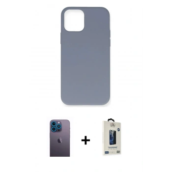 MARSİLYAN™- iPhone 12 Pro Max Kılıf Ahenk Serisi - Siyah Bilvis Hayalet Cam Ekran Koruyucu + Neon Fosforlu Kamera Lens - MI