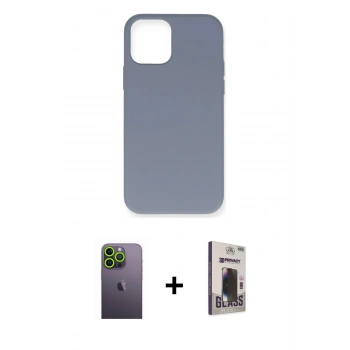 MARSİLYAN™- iPhone 12 Pro Max Kılıf Ahenk Serisi - Siyah Bilvis Hayalet Cam Ekran Koruyucu + Neon Fosforlu Kamera Lens - YL
