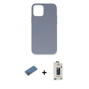 MARSİLYAN™- iPhone 12 Pro Max Kılıf Ahenk Serisi - Siyah Bilvis Hayalet Cam Ekran Koruyucu + Shine Kamera Lens Koruma Cam - GD
