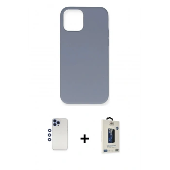 MARSİLYAN™- iPhone 12 Pro Max Kılıf Ahenk Serisi - Siyah Bilvis Hayalet Cam Ekran Koruyucu + Shine Kamera Lens - LT