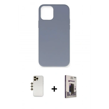 MARSİLYAN™- iPhone 12 Pro Max Kılıf Ahenk Serisi - Siyah Bilvis Hayalet Cam Ekran Koruyucu + Shine Kamera Lens - GD