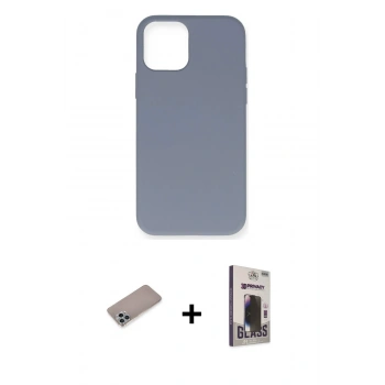 MARSİLYAN™- iPhone 12 Pro Max Kılıf Ahenk Serisi - Siyah Bilvis Hayalet Cam Ekran Koruyucu + Shine Kamera Lens Koruma Cam - SABE