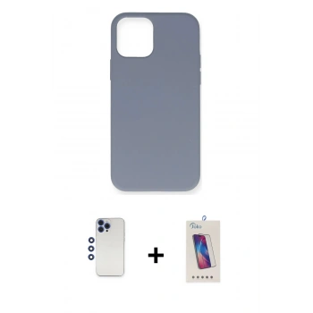 MARSİLYAN™- iPhone 12 Pro Max Kılıf Ahenk Serisi - Siyah Joko 5D Cam + Shine Kamera Lens - LT