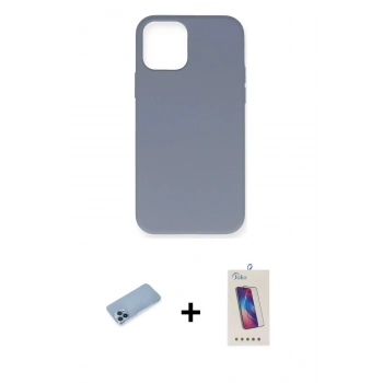 MARSİLYAN™- iPhone 12 Pro Max Kılıf Ahenk Serisi - Siyah Joko 5D Cam + Shine Kamera Lens Koruma Cam - MI