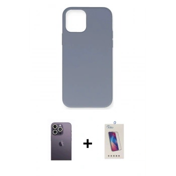 MARSİLYAN™- iPhone 12 Pro Max Kılıf Ahenk Serisi - Siyah Joko 5D Cam + Neon Fosforlu Kamera Lens - BZ