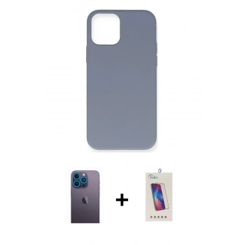 MARSİLYAN™- iPhone 12 Pro Max Kılıf Ahenk Serisi - Siyah Joko 5D Cam + Neon Fosforlu Kamera Lens - MI
