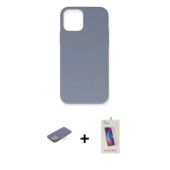 MARSİLYAN™- iPhone 12 Pro Max Kılıf Ahenk Serisi - Siyah Joko 5D Cam + Renkli Kamera Lens Koruma Cam - SI