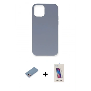 MARSİLYAN™- iPhone 12 Pro Max Kılıf Ahenk Serisi - Siyah Joko 5D Cam + Shine Kamera Lens Koruma Cam - PE