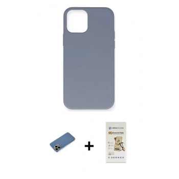 MARSİLYAN™- iPhone 12 Pro Max Kılıf Ahenk Serisi - Siyah Mat Seramik Nano Ekran Koruyucu + Shine Kamera Lens Koruma Cam - GD