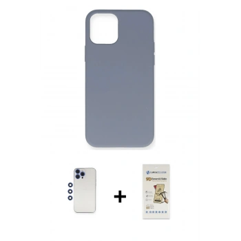MARSİLYAN™- iPhone 12 Pro Max Kılıf Ahenk Serisi - Siyah Mat Seramik Nano Ekran Koruyucu + Shine Kamera Lens - LT