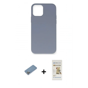 MARSİLYAN™- iPhone 12 Pro Max Kılıf Ahenk Serisi - Siyah Mat Seramik Nano Ekran Koruyucu + Shine Kamera Lens Koruma Cam - GS