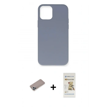 MARSİLYAN™- iPhone 12 Pro Max Kılıf Ahenk Serisi - Siyah Mat Seramik Nano Ekran Koruyucu + Shine Kamera Lens Koruma Cam - SABE