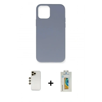 MARSİLYAN™- iPhone 12 Pro Max Kılıf Ahenk Serisi - Siyah Polymer Nano Ekran Koruyucu + Shine Kamera Lens - GD