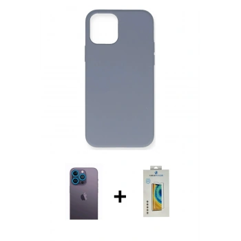 MARSİLYAN™- iPhone 12 Pro Max Kılıf Ahenk Serisi - Siyah Polymer Nano Ekran Koruyucu + Neon Fosforlu Kamera Lens - MI