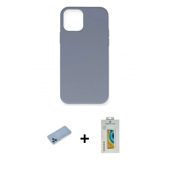 MARSİLYAN™- iPhone 12 Pro Max Kılıf Ahenk Serisi - Siyah Polymer Nano Ekran Koruyucu + Shine Kamera Lens Koruma Cam - MI