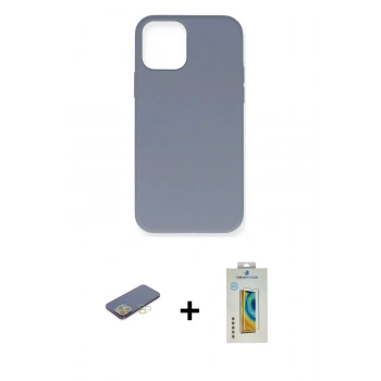 MARSİLYAN™- iPhone 12 Pro Max Kılıf Ahenk Serisi - Siyah Polymer Nano Ekran Koruyucu + Renkli Kamera Lens Koruma Cam - SI