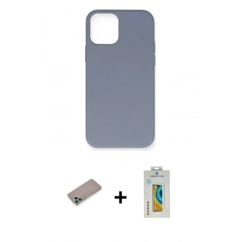 MARSİLYAN™- iPhone 12 Pro Max Kılıf Ahenk Serisi - Siyah Polymer Nano Ekran Koruyucu + Shine Kamera Lens Koruma Cam - SABE
