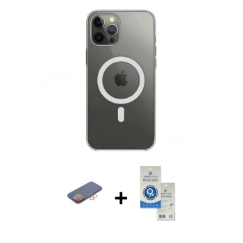 MARSİLYAN™- iPhone 12 Pro Max Kılıf Ahenk Yansıma Prime - Şeffaf Royal Nano Ekran Koruyucu + Renkli Kamera Lens Koruma Cam - TU