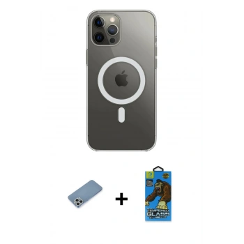 MARSİLYAN™- iPhone 12 Pro Max Kılıf Ahenk Yansıma Prime - Siyah 18D Cam Ekran Koruyucu + Shine Kamera Lens Koruma Cam - GS
