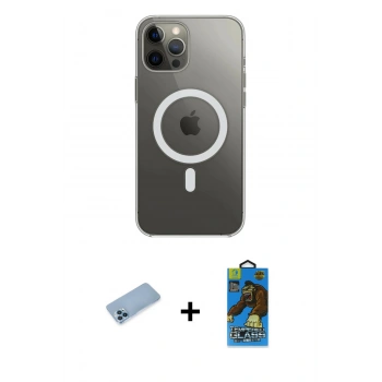 MARSİLYAN™- iPhone 12 Pro Max Kılıf Ahenk Yansıma Prime - Siyah 18D Cam Ekran Koruyucu + Shine Kamera Lens Koruma Cam - MI