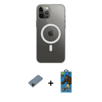MARSİLYAN™- iPhone 12 Pro Max Kılıf Ahenk Yansıma Prime - Siyah 18D Cam Ekran Koruyucu + Shine Kamera Lens Koruma Cam - SH
