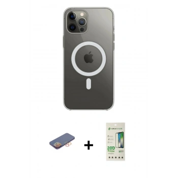 MARSİLYAN™- iPhone 12 Pro Max Kılıf Ahenk Yansıma Prime - Siyah 20D Premium Cam Ekran Koruyucu + Renkli Kamera Lens Koruma Cam - TU