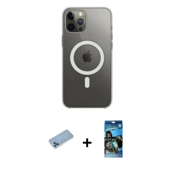 MARSİLYAN™- iPhone 12 Pro Max Kılıf Ahenk Yansıma Prime - Siyah 34D Izgaralı Cam + Shine Kamera Lens Koruma Cam - MI