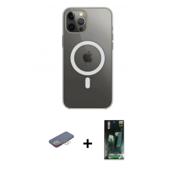 MARSİLYAN™- iPhone 12 Pro Max Kılıf Ahenk Yansıma Prime - Siyah 360 Mat Full Body Arka Koruyucu + Renkli Kamera Lens Koruma Cam - TU