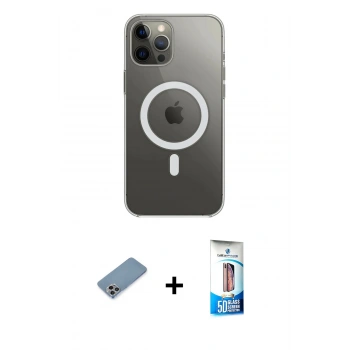 MARSİLYAN™- iPhone 12 Pro Max Kılıf Ahenk Yansıma Prime - Siyah 5D Eko Cam Ekran Koruyucu + Shine Kamera Lens Koruma Cam - GI