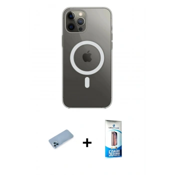 MARSİLYAN™- iPhone 12 Pro Max Kılıf Ahenk Yansıma Prime - Siyah 5D Eko Cam Ekran Koruyucu + Shine Kamera Lens Koruma Cam - MI
