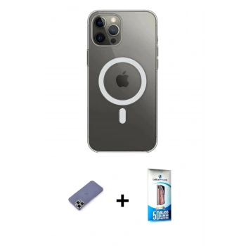 MARSİLYAN™- iPhone 12 Pro Max Kılıf Ahenk Yansıma Prime - Siyah 5D Eko Cam Ekran Koruyucu + Metal Kamera Lens Koruma Cam - GD