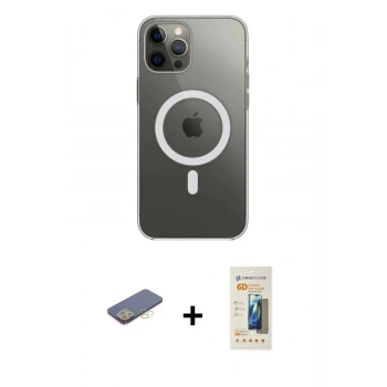 MARSİLYAN™- iPhone 12 Pro Max Kılıf Ahenk Yansıma Prime - Siyah 6D Mat Seramik Hayalet Nano Ekran Koruyucu + Renkli Kamera Lens Koruma Cam - SI