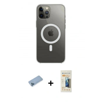 MARSİLYAN™- iPhone 12 Pro Max Kılıf Ahenk Yansıma Prime - Siyah 6D Mat Seramik Hayalet Nano Ekran Koruyucu + Shine Kamera Lens Koruma Cam - MI