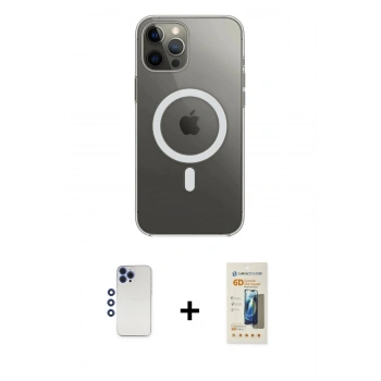 MARSİLYAN™- iPhone 12 Pro Max Kılıf Ahenk Yansıma Prime - Siyah 6D Mat Seramik Hayalet Nano Ekran Koruyucu + Shine Kamera Lens - LT