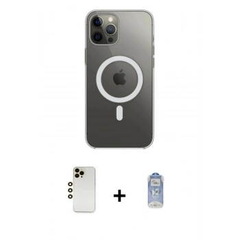 MARSİLYAN™- iPhone 12 Pro Max Kılıf Ahenk Yansıma Prime - Siyah Joko Magic 5D Cam + Shine Kamera Lens - GD
