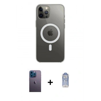 MARSİLYAN™- iPhone 12 Pro Max Kılıf Ahenk Yansıma Prime - Siyah Joko Magic 5D Cam + Neon Fosforlu Kamera Lens - MI