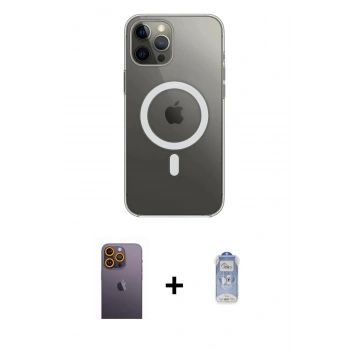 MARSİLYAN™- iPhone 12 Pro Max Kılıf Ahenk Yansıma Prime - Siyah Joko Magic 5D Cam + Neon Fosforlu Kamera Lens - SI