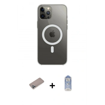 MARSİLYAN™- iPhone 12 Pro Max Kılıf Ahenk Yansıma Prime - Siyah Joko Magic 5D Cam + Shine Kamera Lens Koruma Cam - SABE