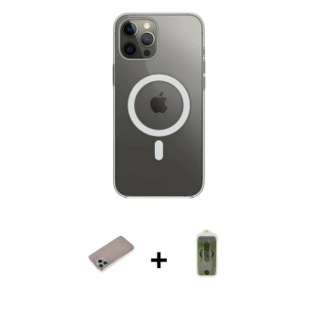 MARSİLYAN™- iPhone 12 Pro Max Kılıf Ahenk Yansıma Prime - Siyah Joko Magic 5D Hayalet Cam + Shine Kamera Lens Koruma Cam - SABE