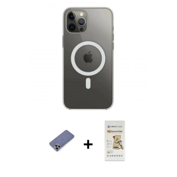 MARSİLYAN™- iPhone 12 Pro Max Kılıf Ahenk Yansıma Prime - Siyah Mat Seramik Nano Ekran Koruyucu + Metal Kamera Lens Koruma Cam - GD
