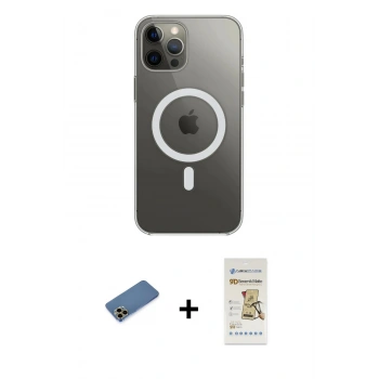 MARSİLYAN™- iPhone 12 Pro Max Kılıf Ahenk Yansıma Prime - Siyah Mat Seramik Nano Ekran Koruyucu + Shine Kamera Lens Koruma Cam - GD