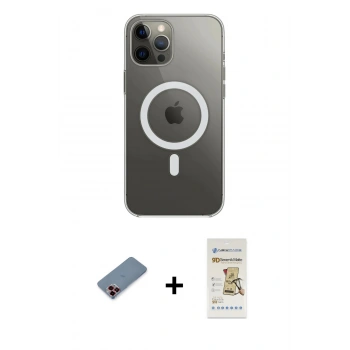 MARSİLYAN™- iPhone 12 Pro Max Kılıf Ahenk Yansıma Prime - Siyah Mat Seramik Nano Ekran Koruyucu + Metal Kamera Lens Koruma Cam - KI