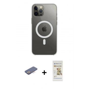 MARSİLYAN™- iPhone 12 Pro Max Kılıf Ahenk Yansıma Prime - Siyah Mat Seramik Nano Ekran Koruyucu + Renkli Kamera Lens Koruma Cam - PE