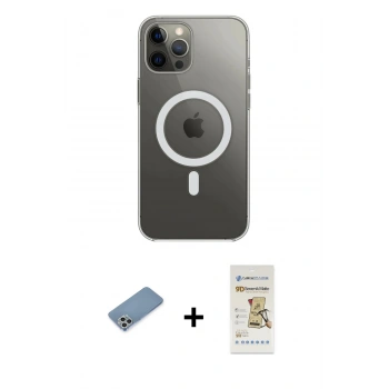 MARSİLYAN™- iPhone 12 Pro Max Kılıf Ahenk Yansıma Prime - Siyah Mat Seramik Nano Ekran Koruyucu + Shine Kamera Lens Koruma Cam - GS