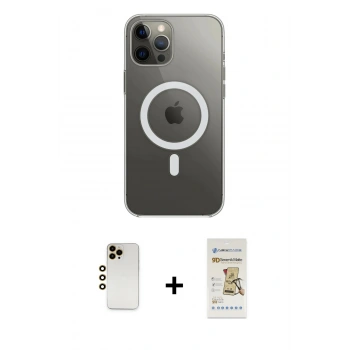 MARSİLYAN™- iPhone 12 Pro Max Kılıf Ahenk Yansıma Prime - Siyah Mat Seramik Nano Ekran Koruyucu + Shine Kamera Lens - GD